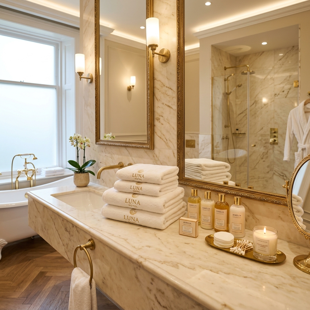 Luxury hotel interior with premium amenities